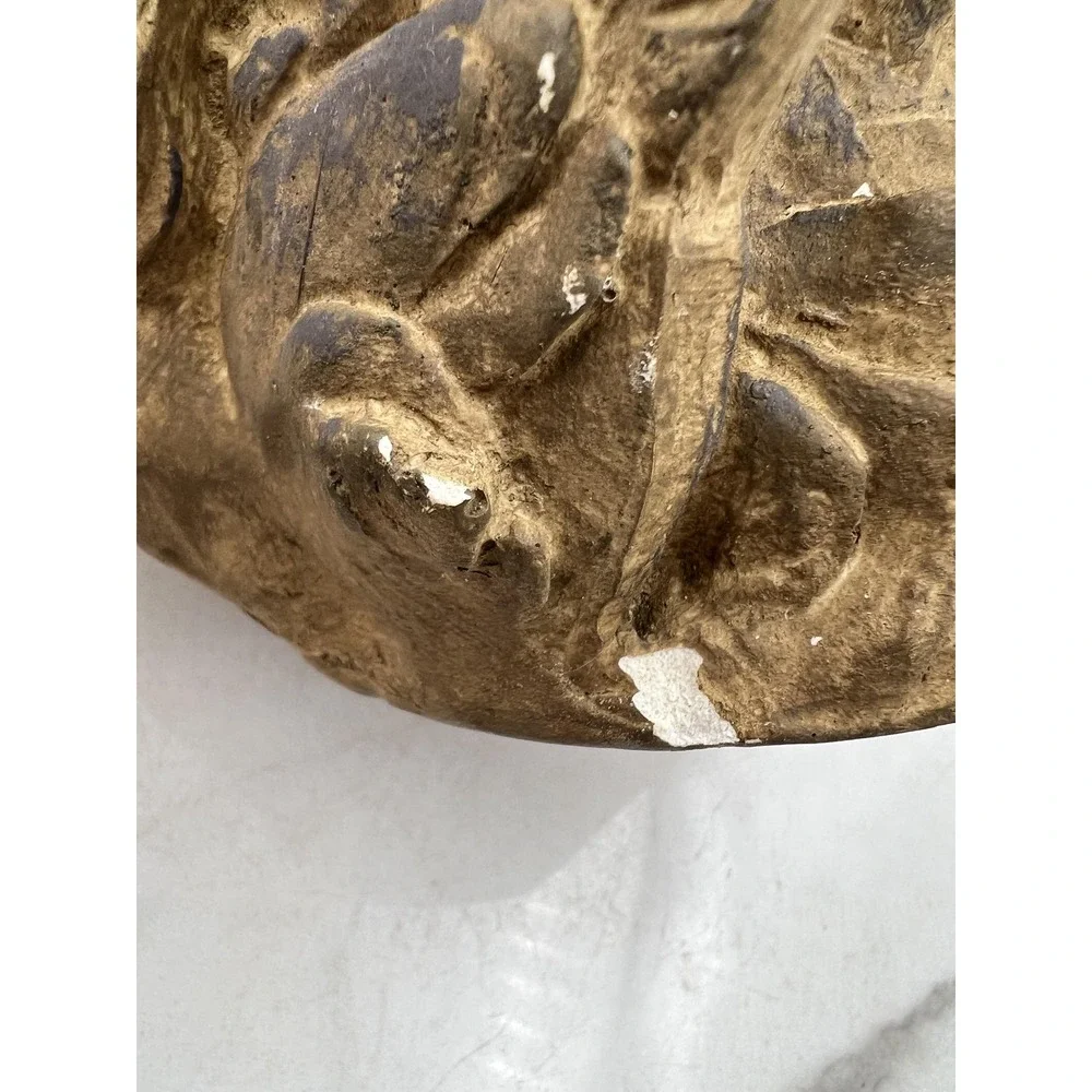 Vintage Handmade Plaster Bird Figurine Decorative Sculpture 10in Tall Rustic Art